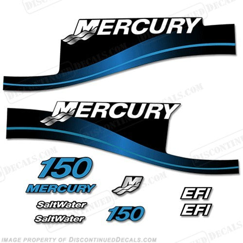 Mercury 150hp Outboard Decal Kit - Blue or Red Saltwater Series