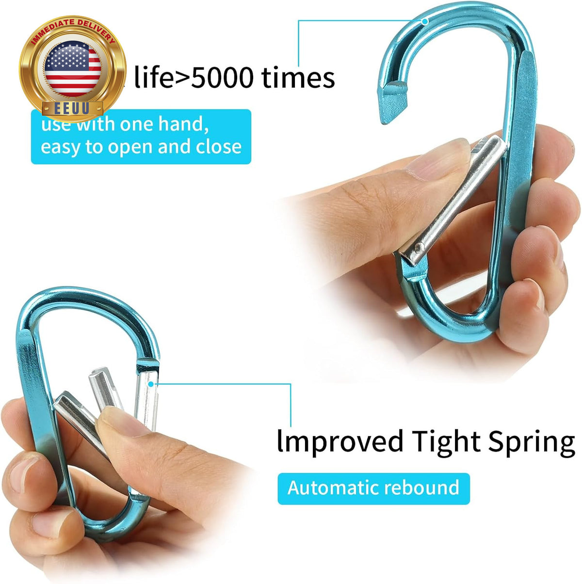 Heavy Duty Black Carabiners 3 Inch D-Shape Pack for Gear & Organization