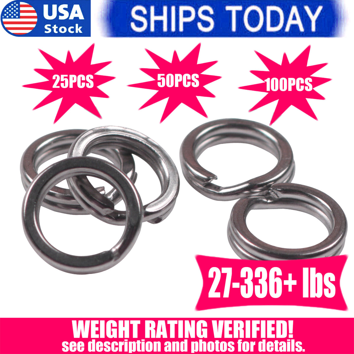 Heavy Duty Stainless Steel Fishing Split Rings for Saltwater Big Game Tackle
