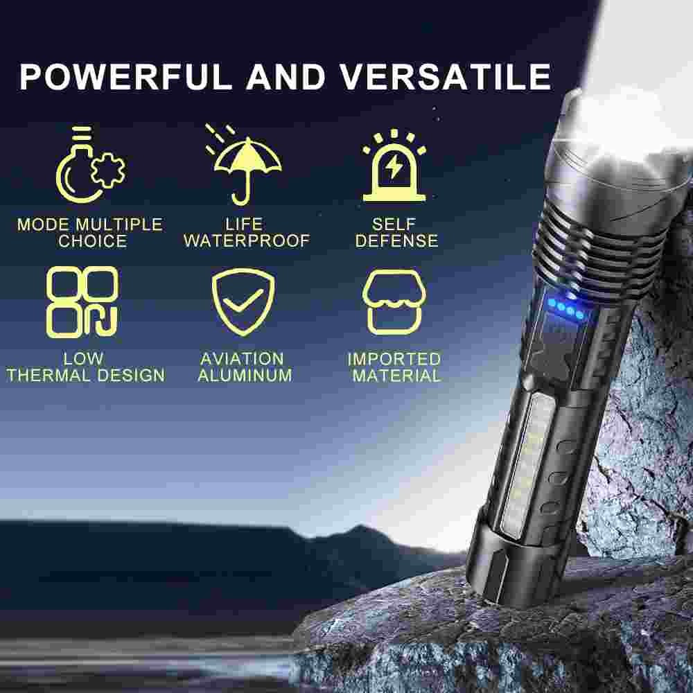 Super Bright Rechargeable LED Flashlight 90,000 Lumens Handheld Torch - 2 Pack