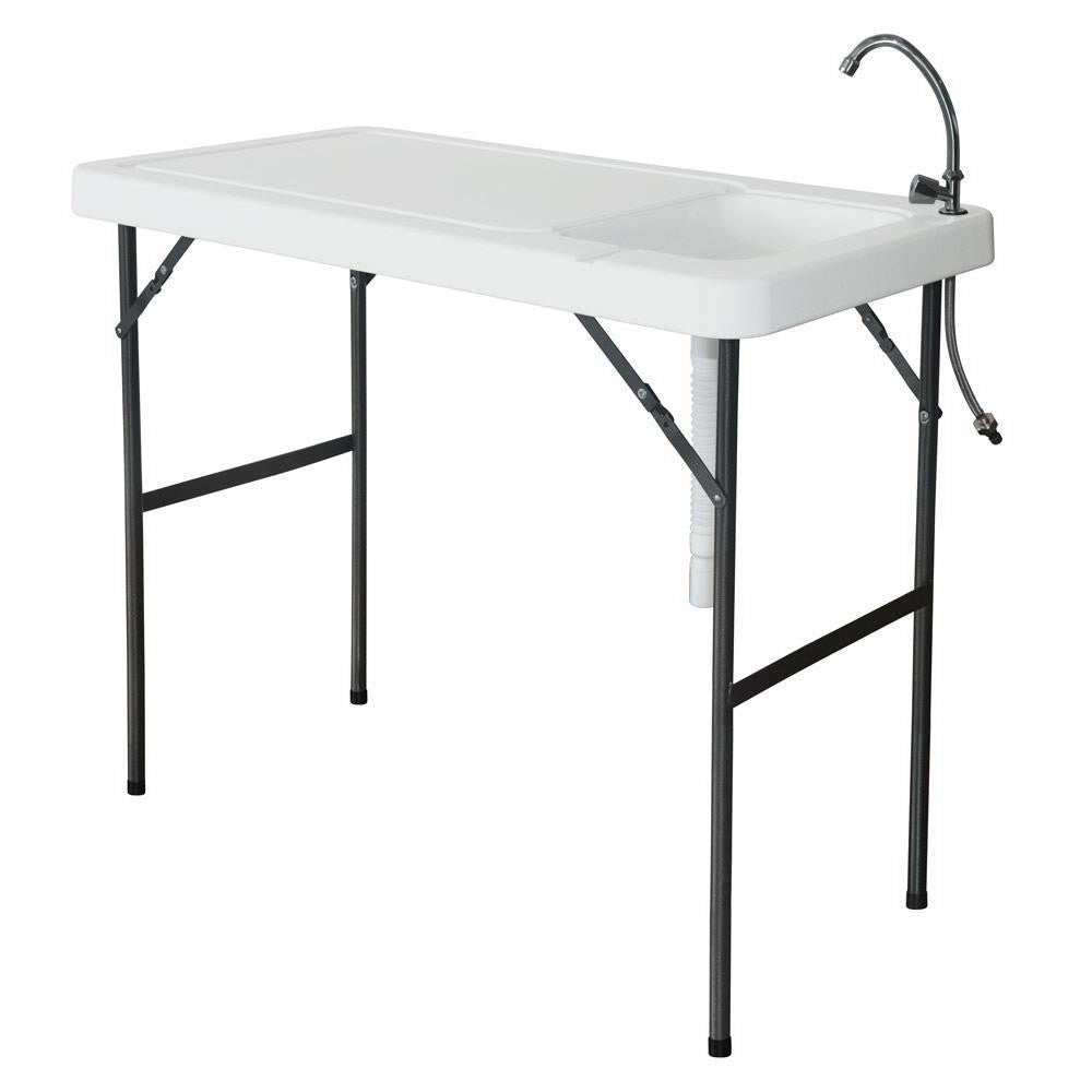 Foldable Outdoor Fish Cleaning Table with Sink and Faucet