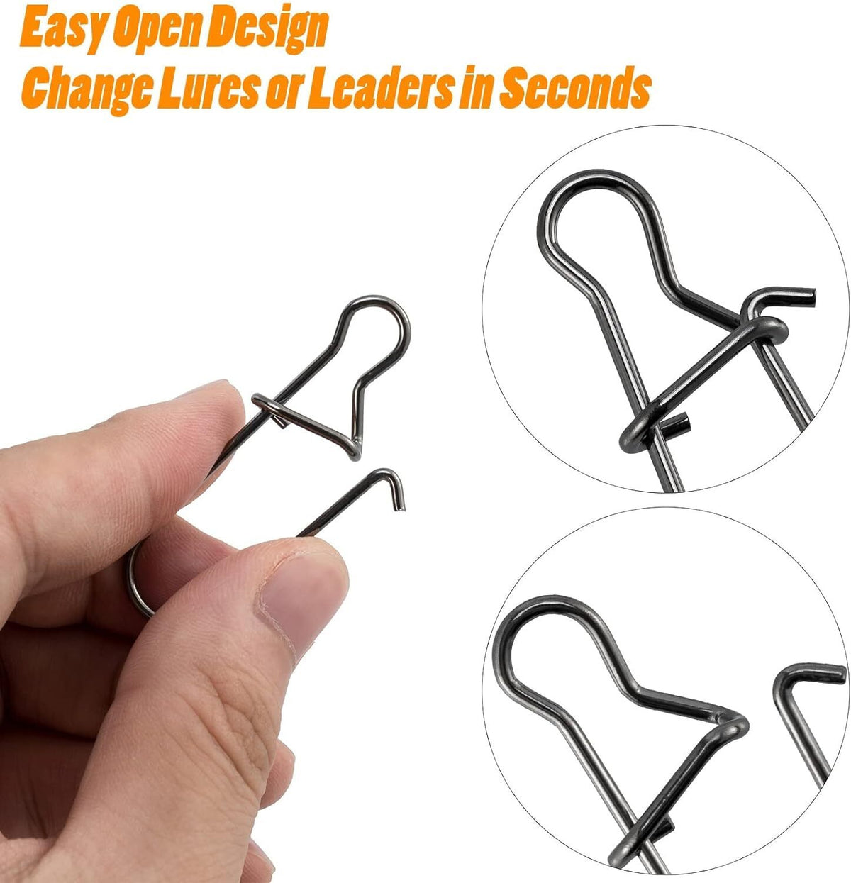 Fishing Snaps Fastlock Clips Barrel Swivels Stainless Steel 100/200PCS