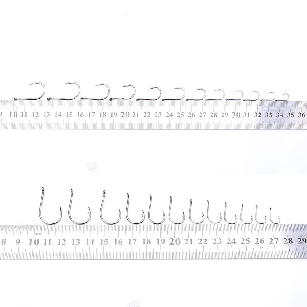 50PCS Ultra Sharp Carbon Steel Fishing Hooks - Offset Octopus Style, Multiple Sizes