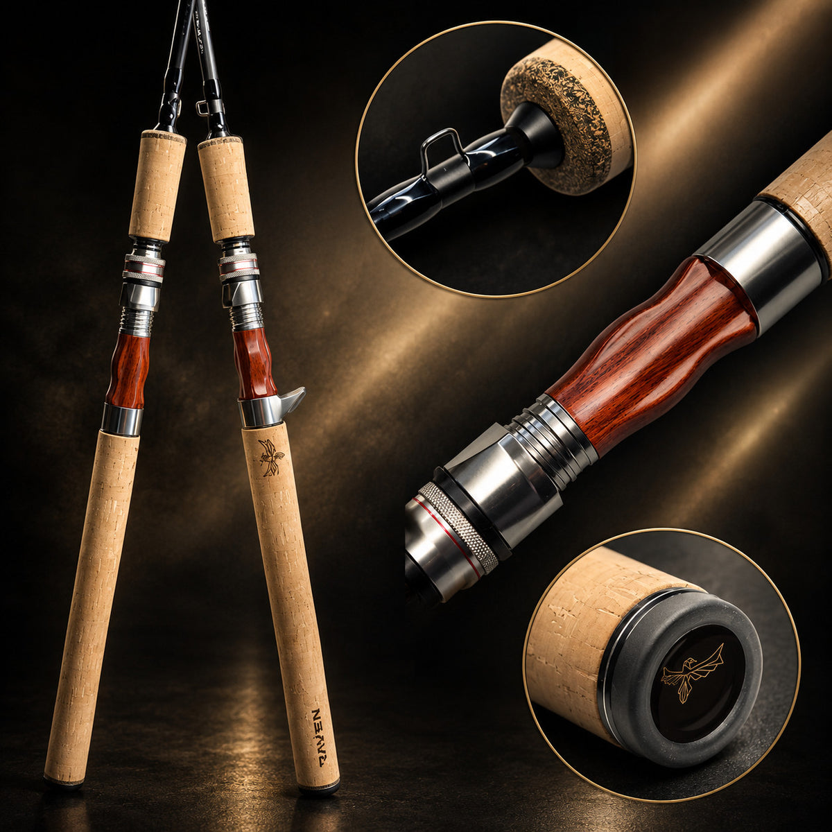 Ice Fishing Rod 46-Inch Premium Carbon Fiber for Lake Trout & Mackinaw