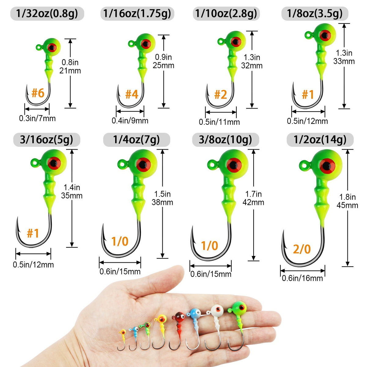 Fishing Jig Heads 15-40 Pcs for Walleye Bass Lure Swimbaits - Multiple Sizes