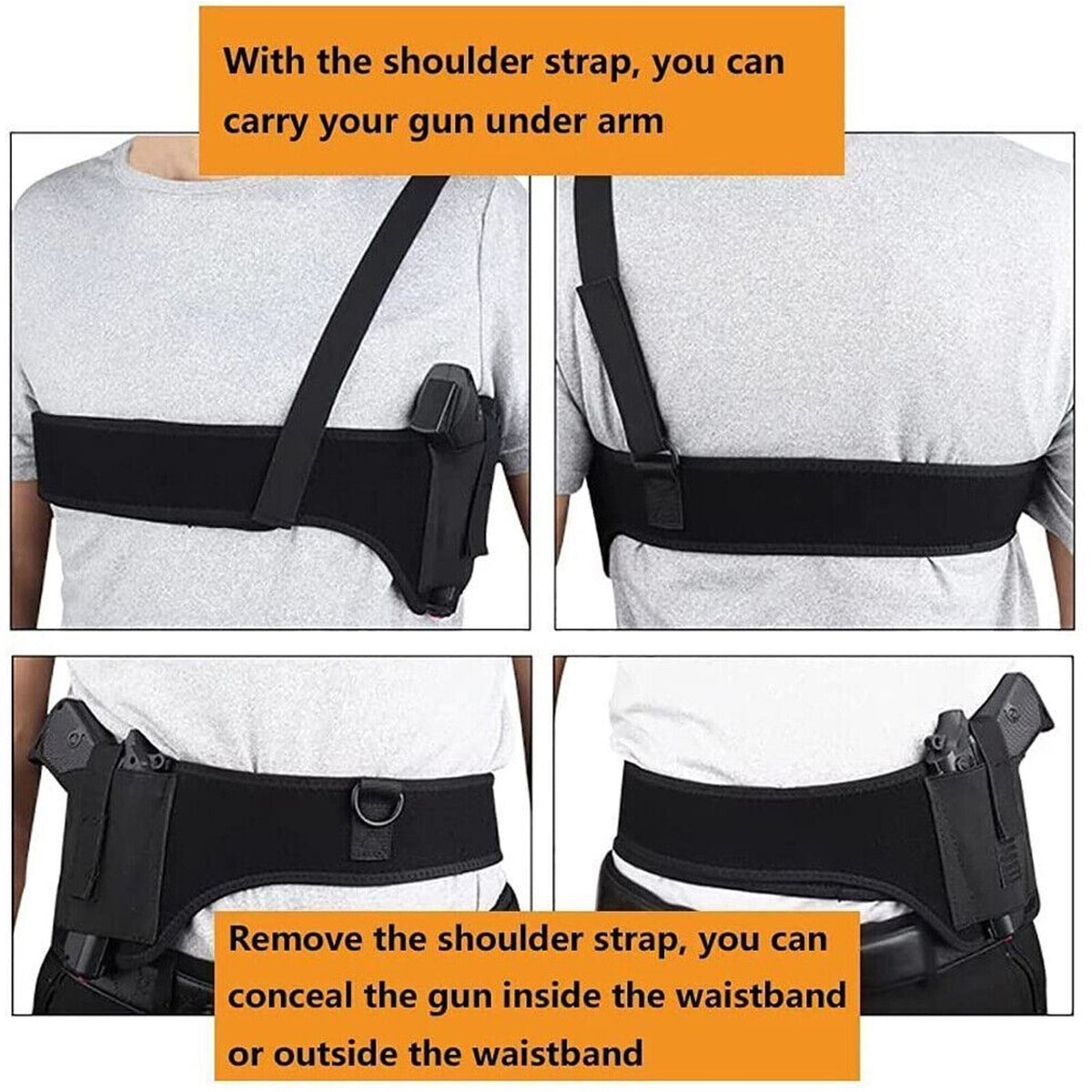 Concealed Carry Shoulder & Waist Holster for Pistols - Tactical Design, Adjustable, Secure Fit