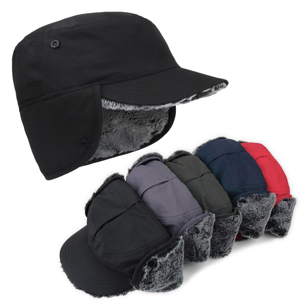 Men's Winter Windproof Ski Hat with Earflaps & Brim - Water-Resistant, Warm