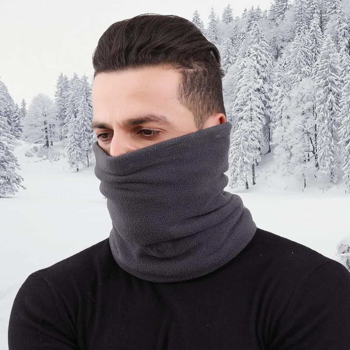 Winter Neck Warmer Mask with Fleece Lining Adjustable Gaiter Thick Scarf