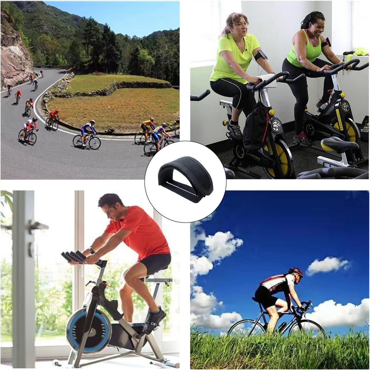 Adjustable Bike Pedal Straps for Cycling, Anti-Slip Toe Clips
