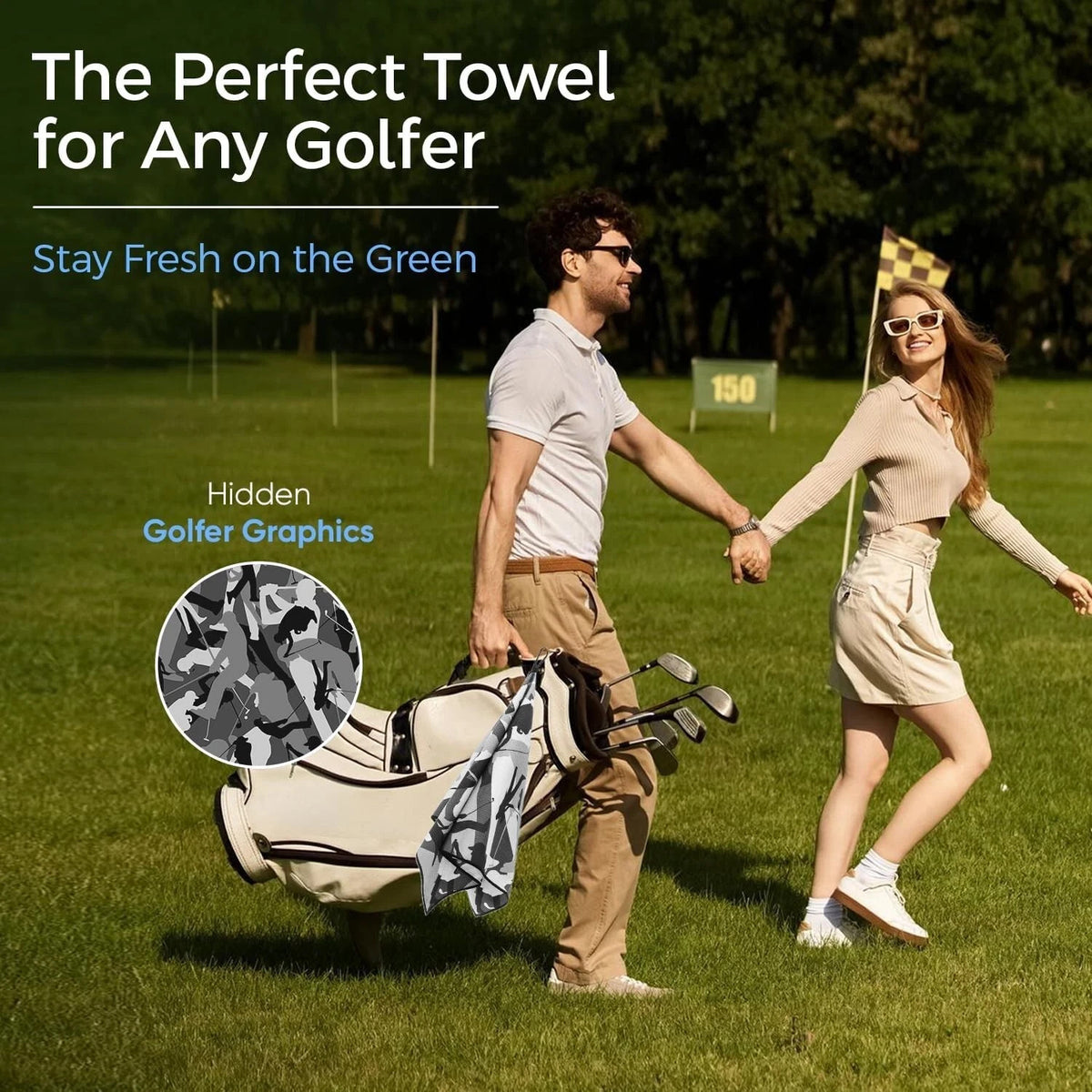Golf Towel with Clip - Microfiber 34x20 Inch Camouflage Golf Towels