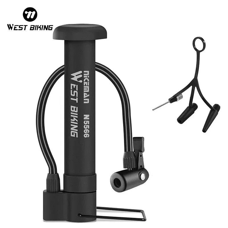 80 PSI Portable Bike Pump for MTB & Bicycle Tires - Manual Inflator