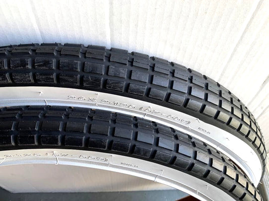 26 Inch White Wall Bicycle Tires - Big Block Cruiser BMX 2-Pack
