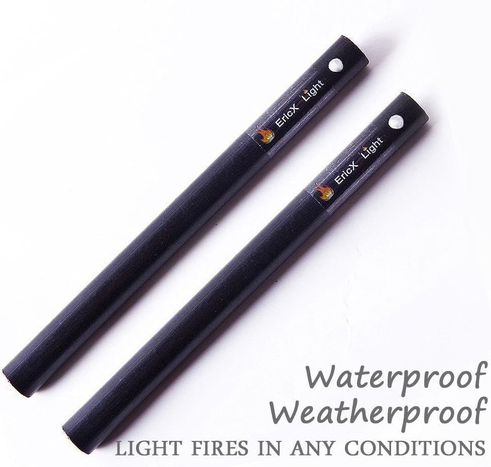 Fire Starter Ferrocerium Rods 1/2 Inch x 6 Inch, Waterproof Survival Tool - Pack of 2