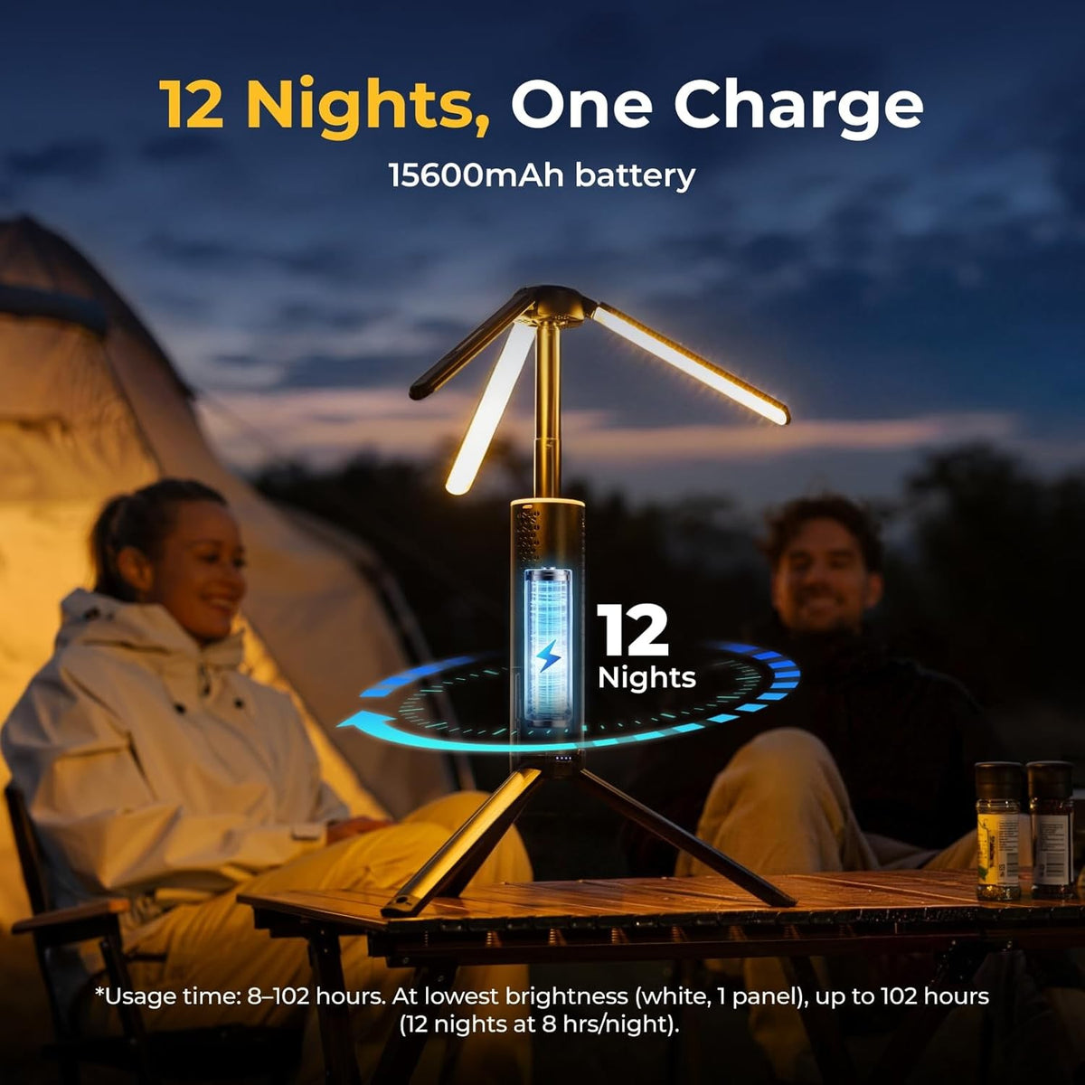 Rechargeable Telescopic Camping Lantern LED Light with 15600mAh Battery
