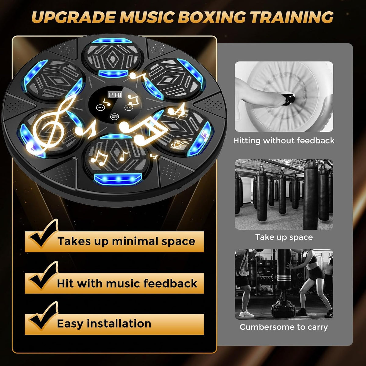 Wall Mounted Bluetooth Boxing Machine with Gloves - Interactive Punching Pad