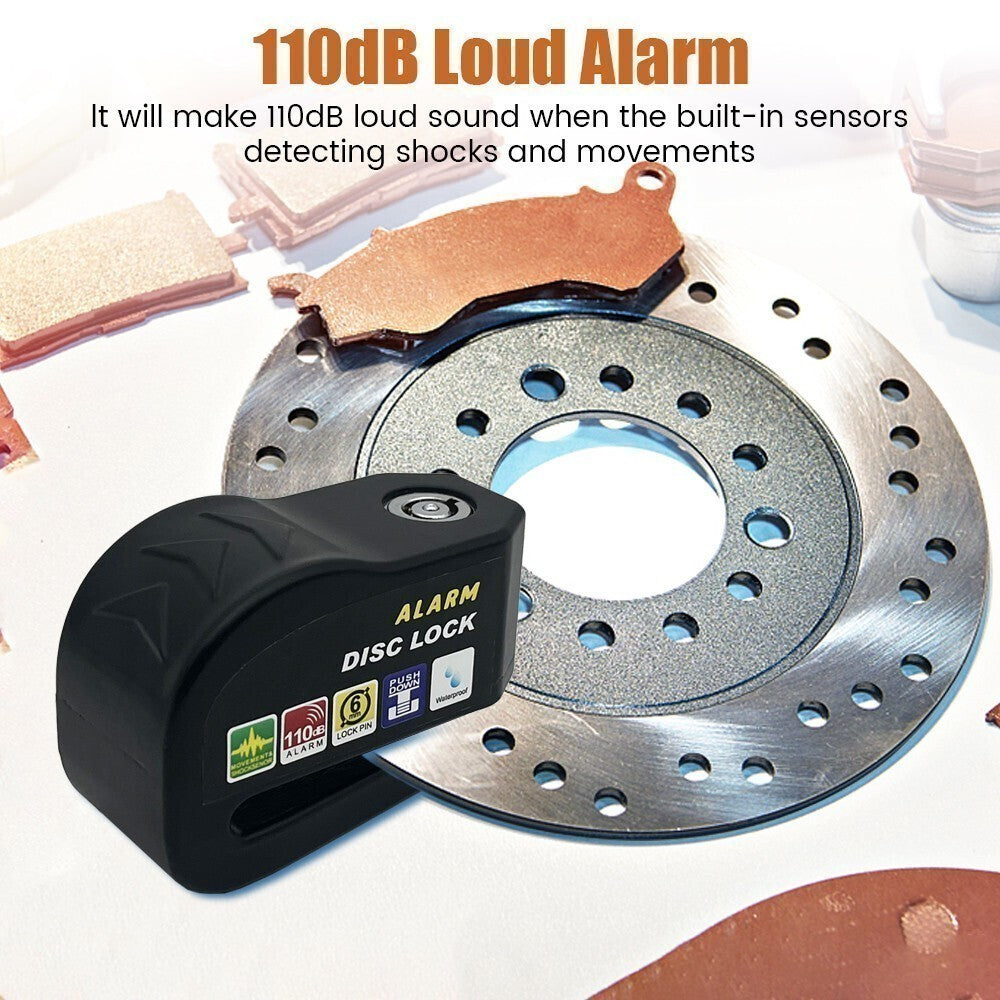 Motorcycle Disc Brake Lock with Loud Alarm Anti-Theft Security