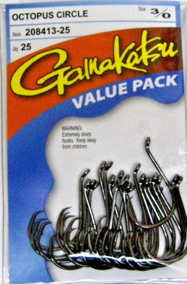 Gamakatsu Offset Circle Fishing Hooks Value Pack All Sizes 8/0-8