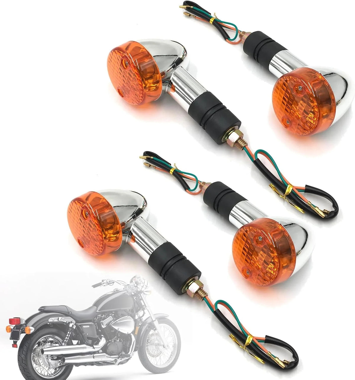 4 Pack Motorcycle Bullet Turn Signal Lights for Honda Kawasaki Universal