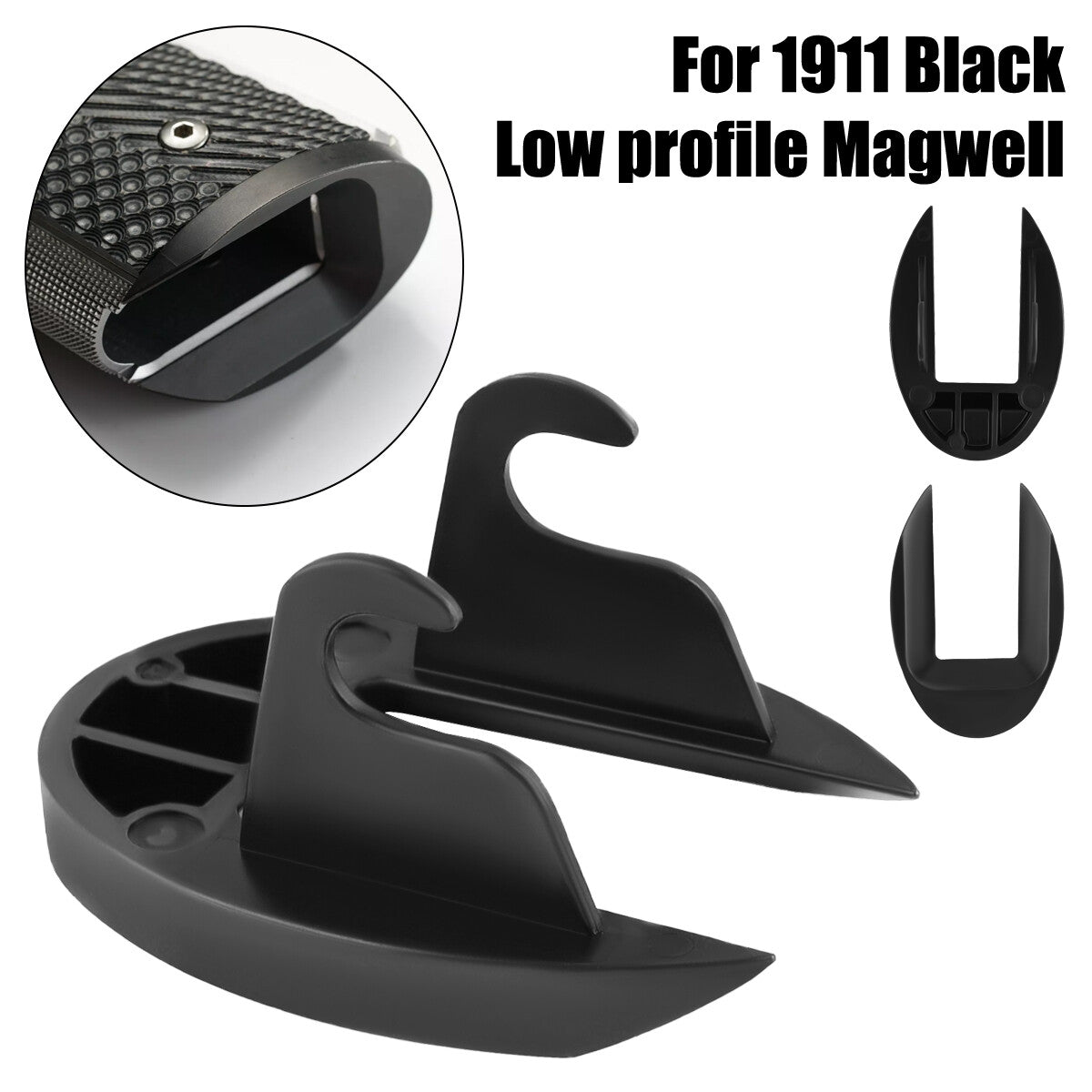 Stainless Steel Mag Well for 1911 Low Profile Pistol - Black, CNC Machined
