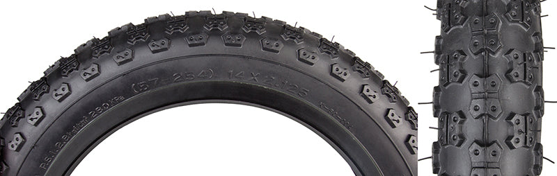 14-Inch BMX Bicycle Tire 2.125 Black Wire Bead Tubeless - Kenda MX3
