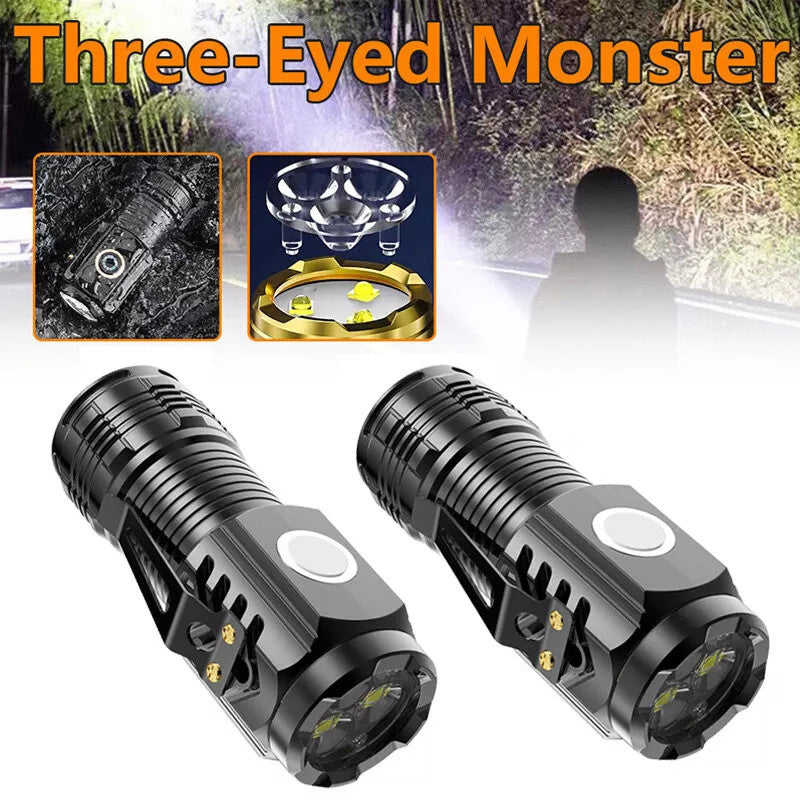 Mini USB Rechargeable LED Tactical Flashlight 5 Modes - Pack of 1 or 2