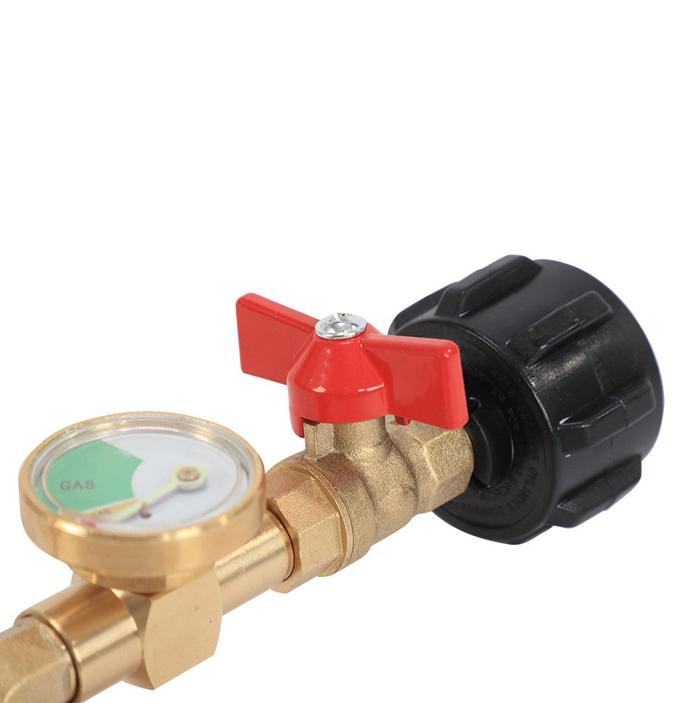 Propane Refill Adapter with Gauge and Control Valve for 1lb and 20lb Tanks