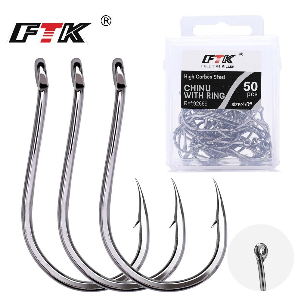 100pcs Ultra Sharp Carbon Steel Fishing Hooks - Offset Octopus Style