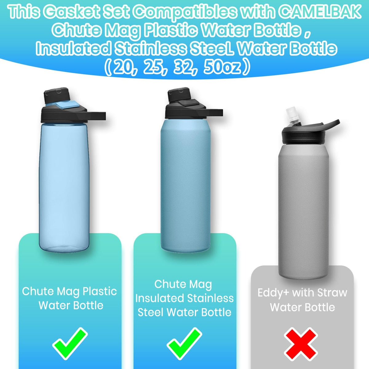 Replacement Gaskets for Camelbak Chute Mag Water Bottle - 4 Pack