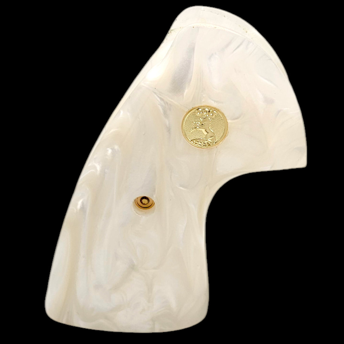 Premium White Pearl Grips for Colt Python & Anaconda Revolvers - CNC Fit, Gold Emblem