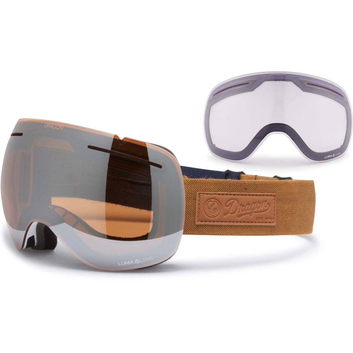 Dragon Alliance X1 Ski Snowboard Goggles with Extra Lens - Frameless, Spherical