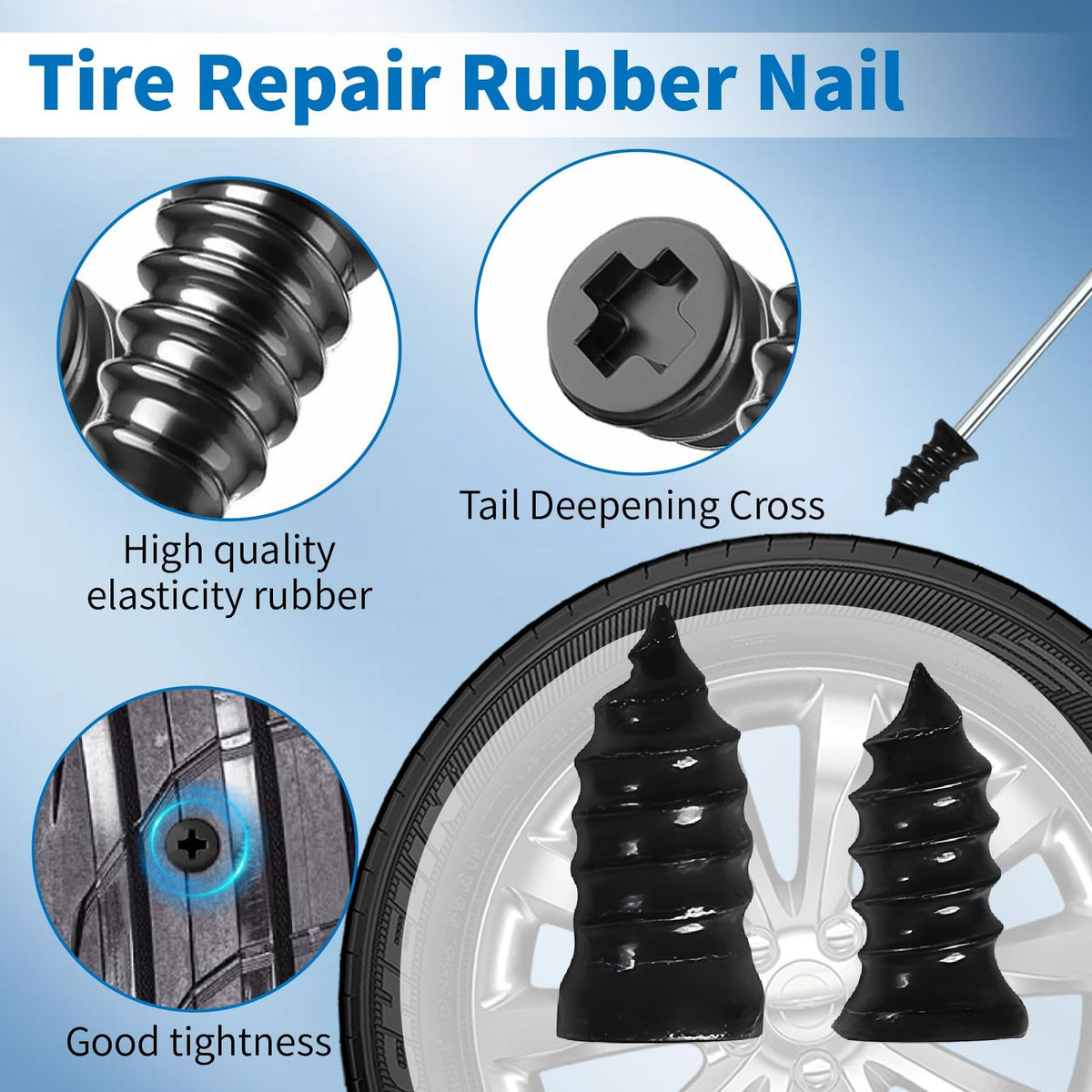 41Pcs Tire Repair Kit for Cars Trucks Bicycles Motorcycle with Sealant & Tools