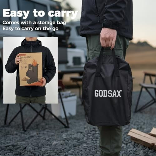 Portable Wood-Burning Camping Stove with Carry Bag - Outdoor Cookware