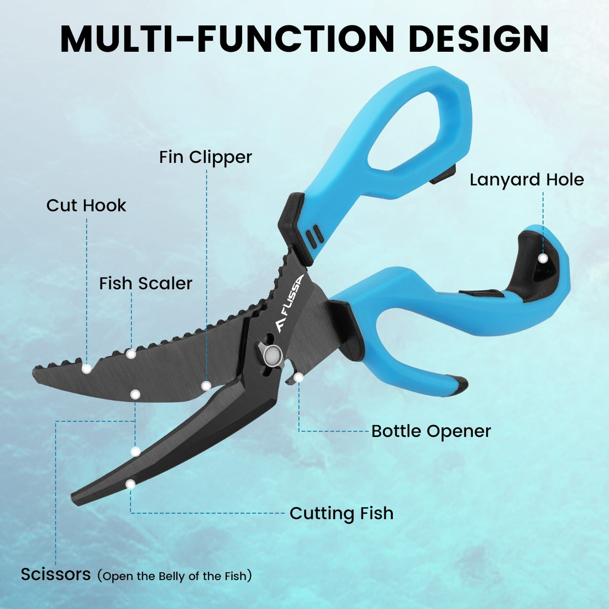 10-Inch Stainless Steel Detachable Fishing Scissors with Fish Scaler & Multi-Tool