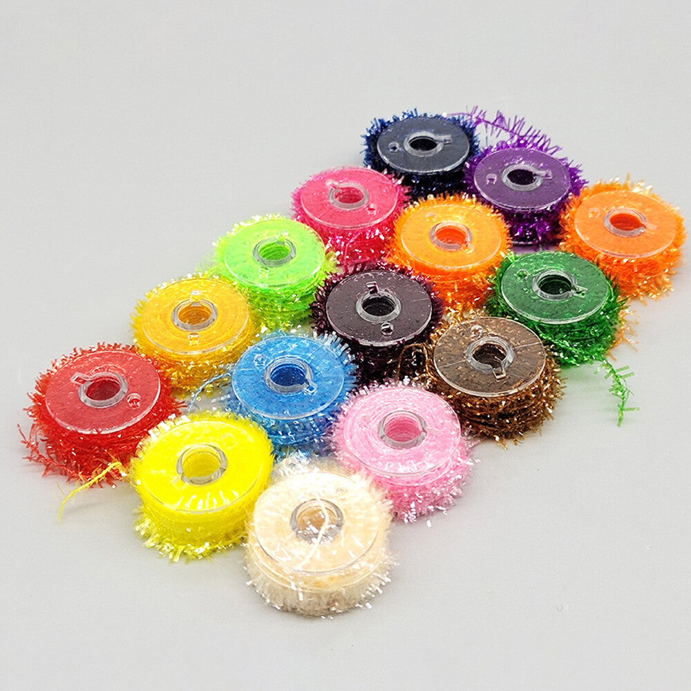 15 Colors Fly Tying Material Crystal Flash Tinsel Chenille Thread for Fishing