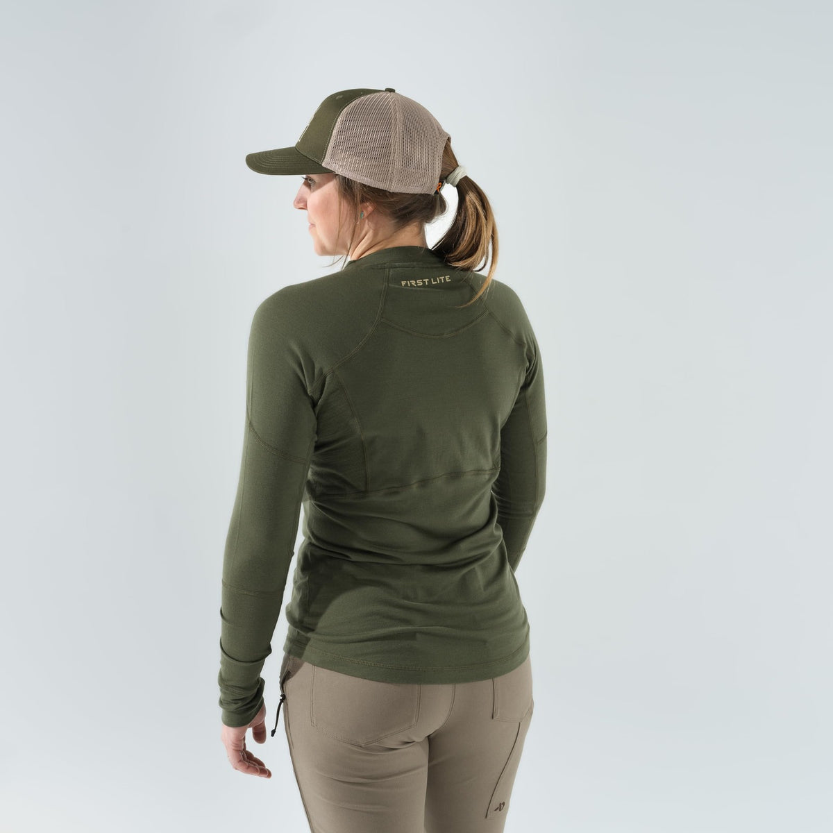 Women's Wick Quarter Zip Pullover - Conifer Green, Lightweight Outdoor Layer