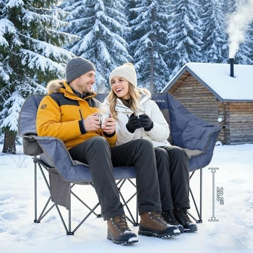 42-Inch Heavy Duty Double Camping Chair Supports 700 lbs for Outdoor Use