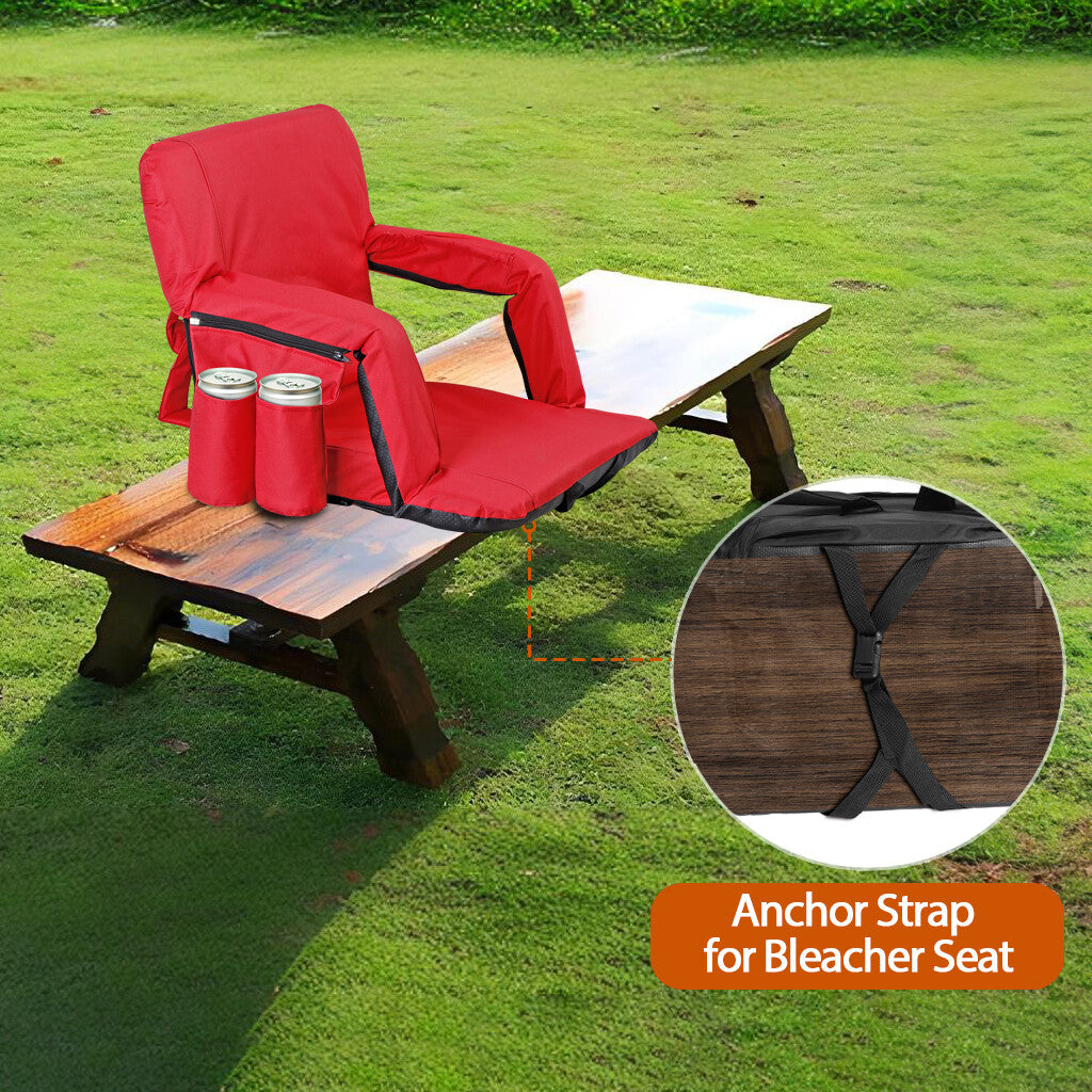 Portable Stadium Seat with Recline & Padded Backrest - Red