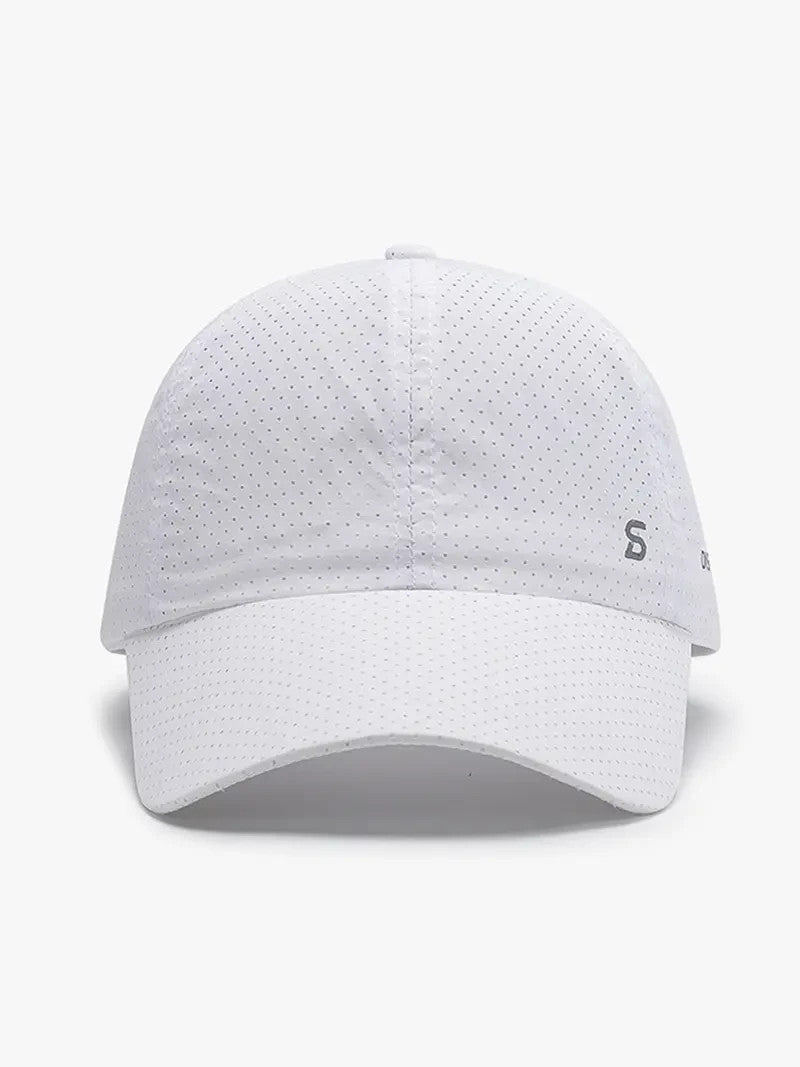 Quick-Dry Mesh Golf Cap with Adjustable Fit & Letter Pattern