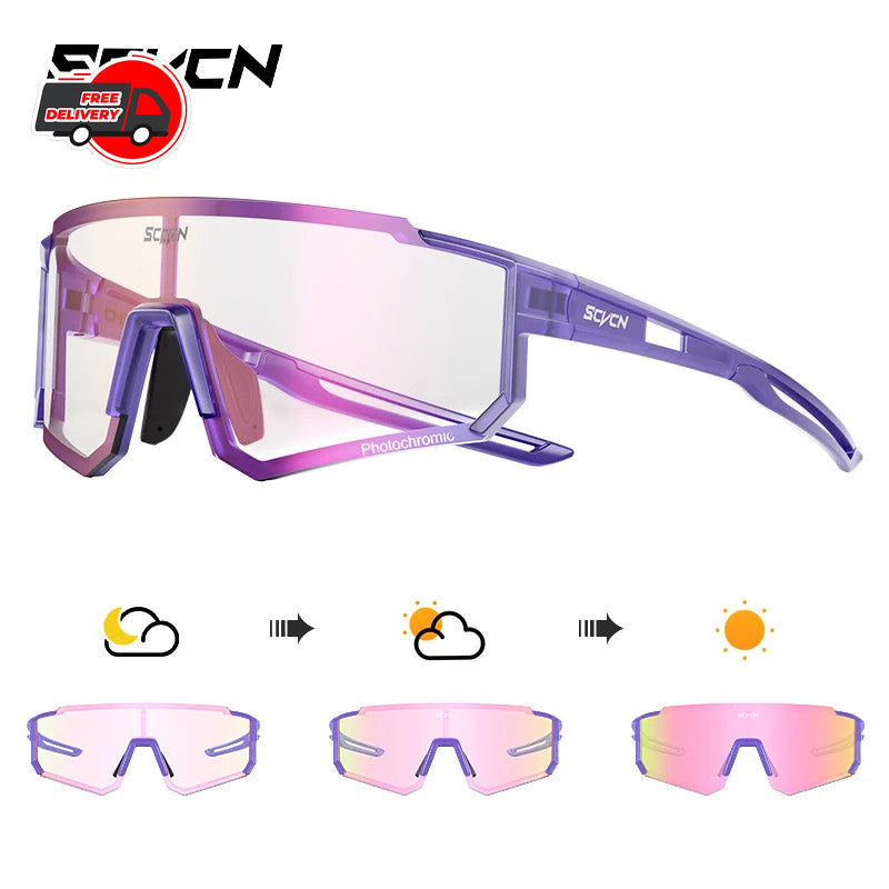 Photochromic Cycling Sunglasses UV400 Men Women UV Protection Bike Glasses