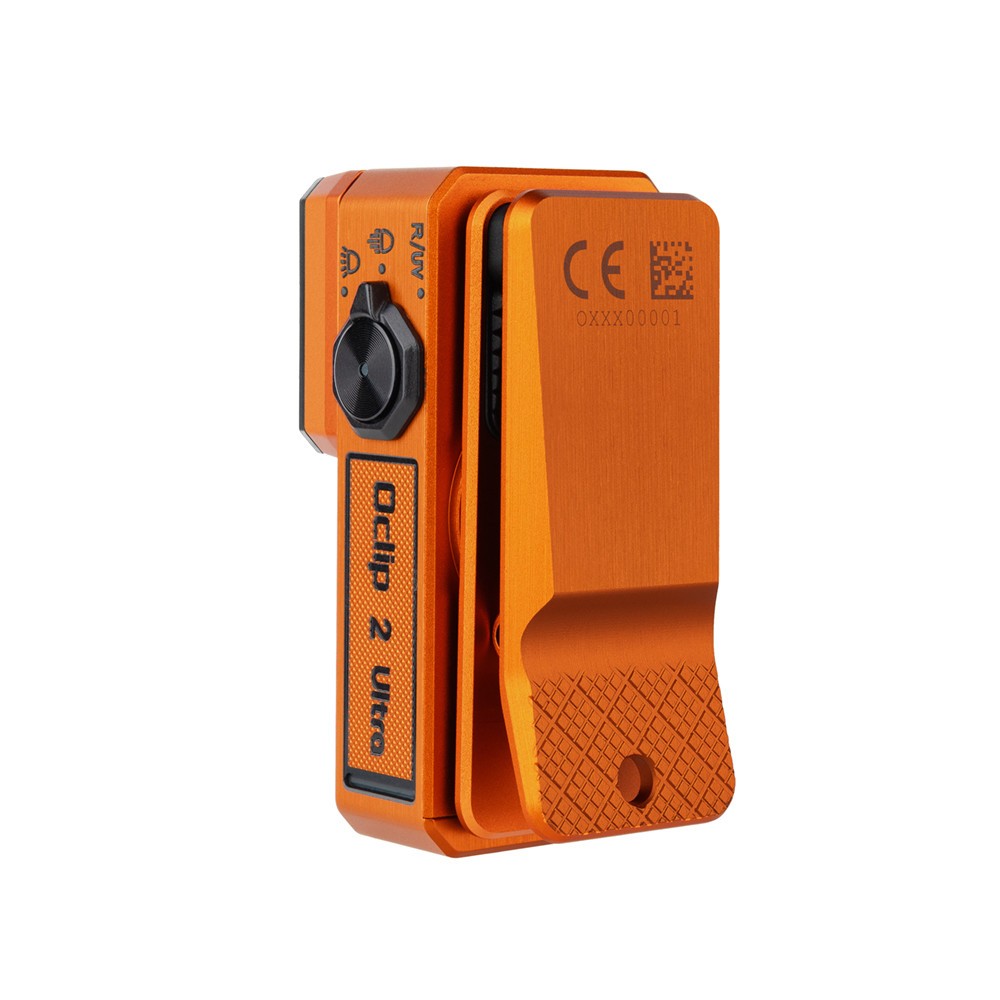 Olight Oclip 2 Ultra Amber Orange Clip Flashlight with UV Floodlight Red Spotlight 580 Lumens
