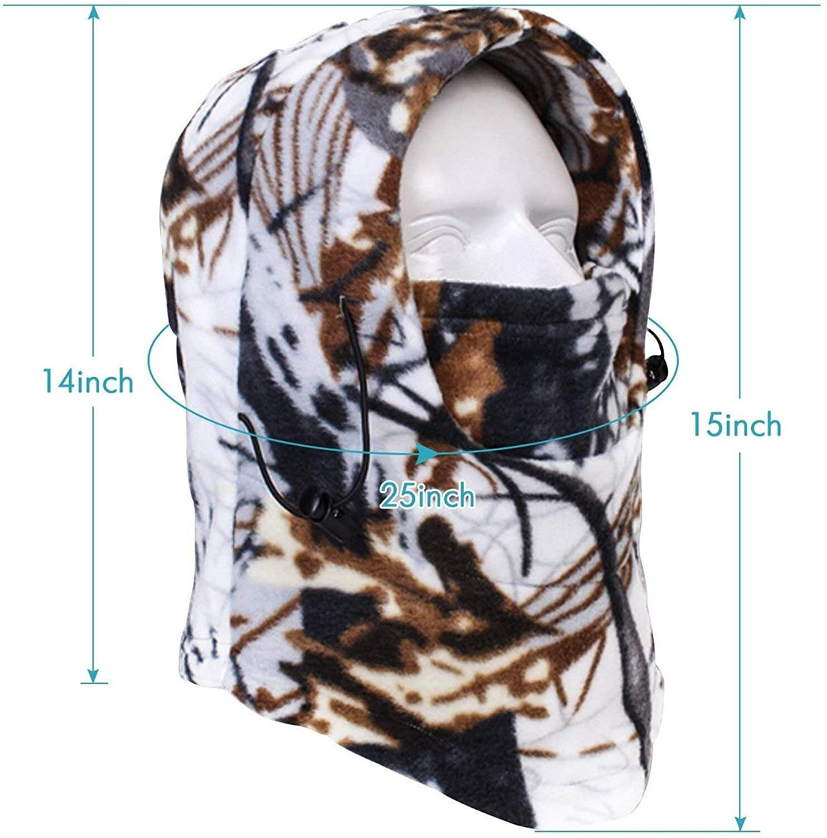 Unisex Winter Balaclava Face Mask with Camo Pattern - Windproof Fleece Hat Hood for Hunting & Skiing