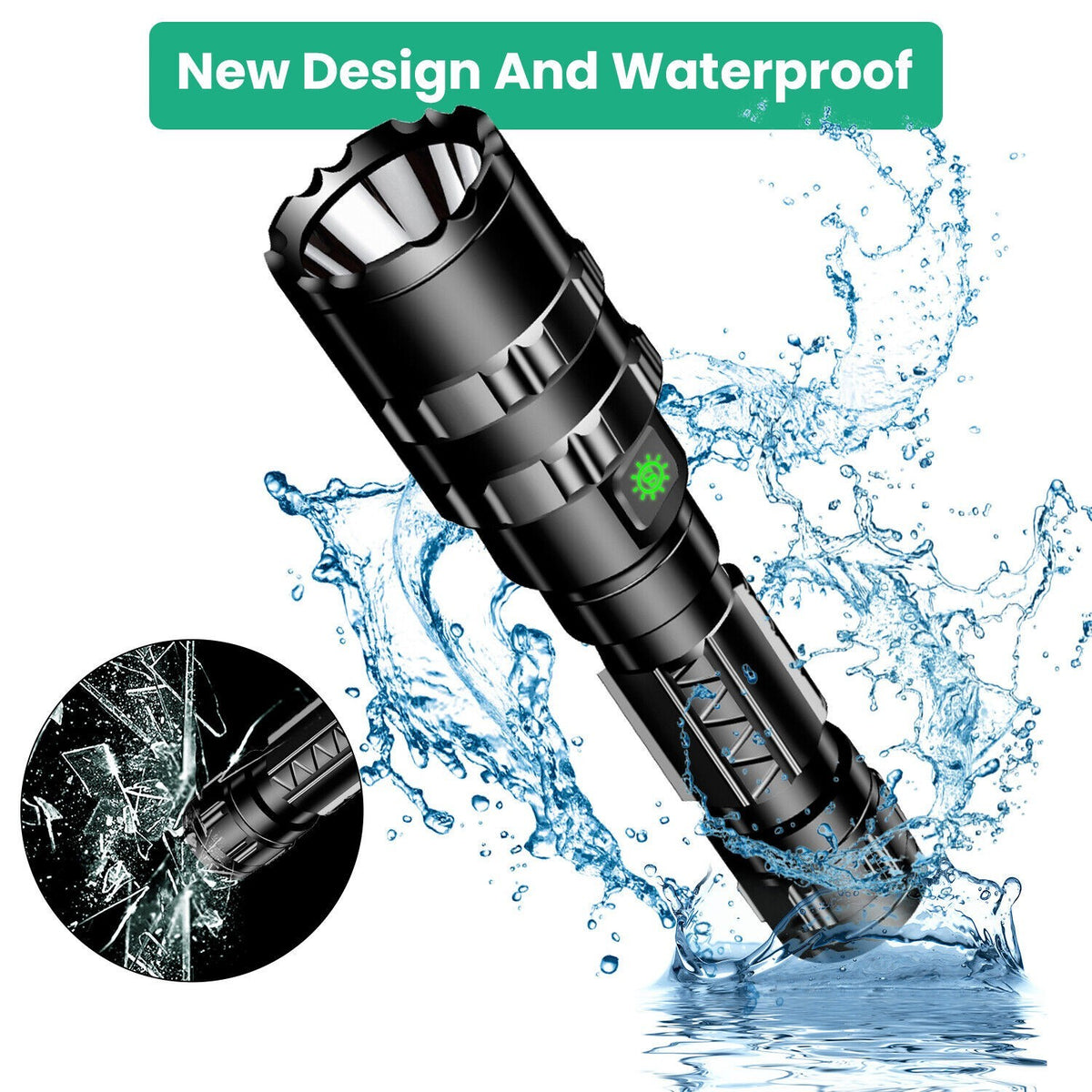Rechargeable Tactical Flashlight 6000 Lumens Waterproof LED Zoomable Torch