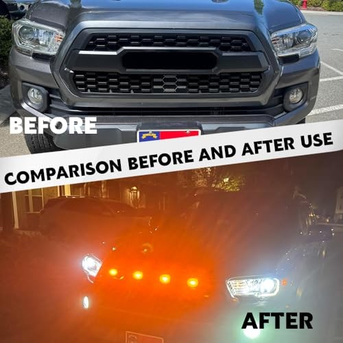 4PCS Amber LED Grill Lights with Fuse Adapter for Trucks - Waterproof Front Bumper Lamps