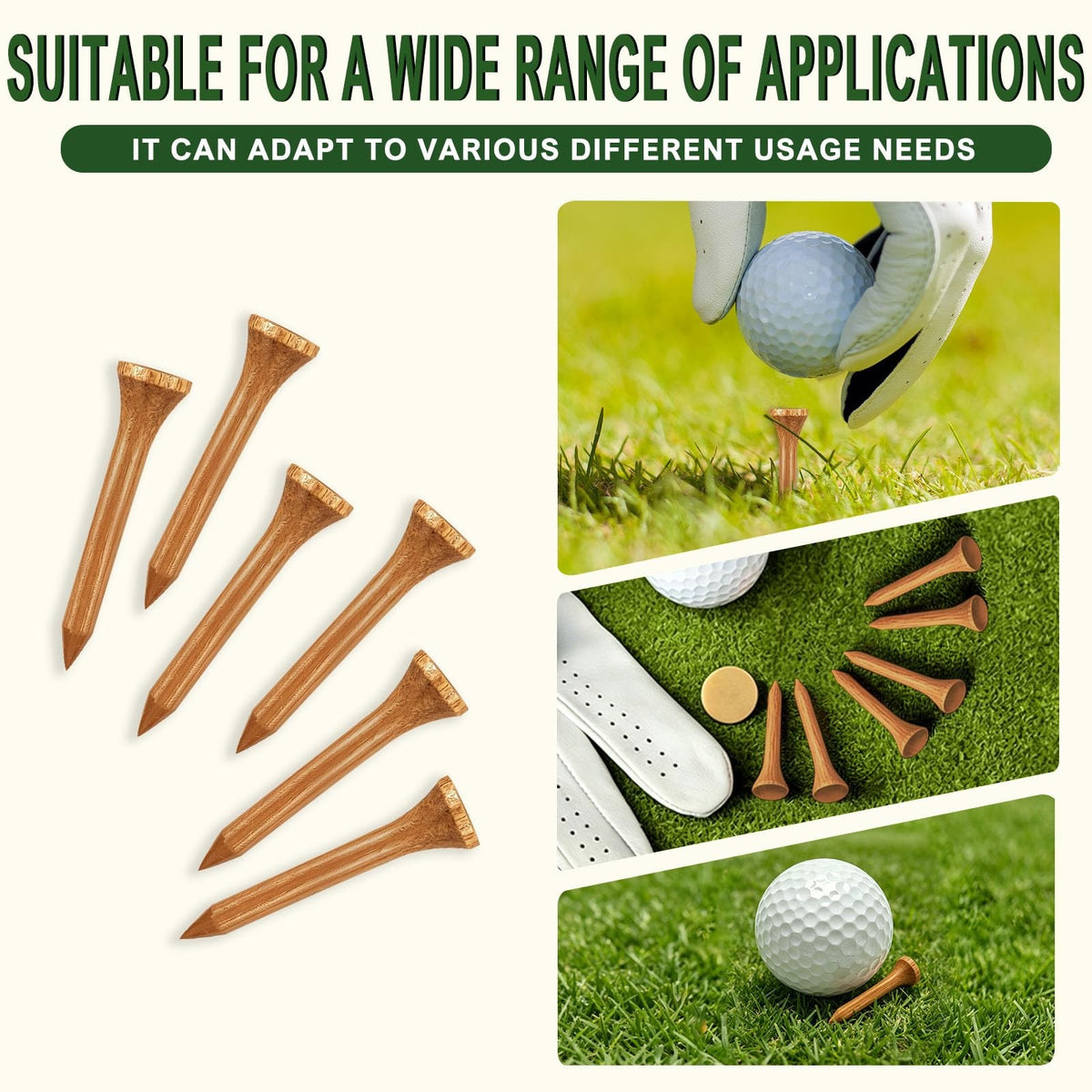 Wooden Golf Tees 1.5 Inch 100 Count Brown - Durable & Standard Size