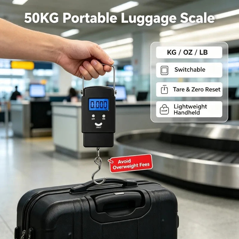 Digital Portable Hanging Scale 110lb/50kg for Fish Luggage Travel Use