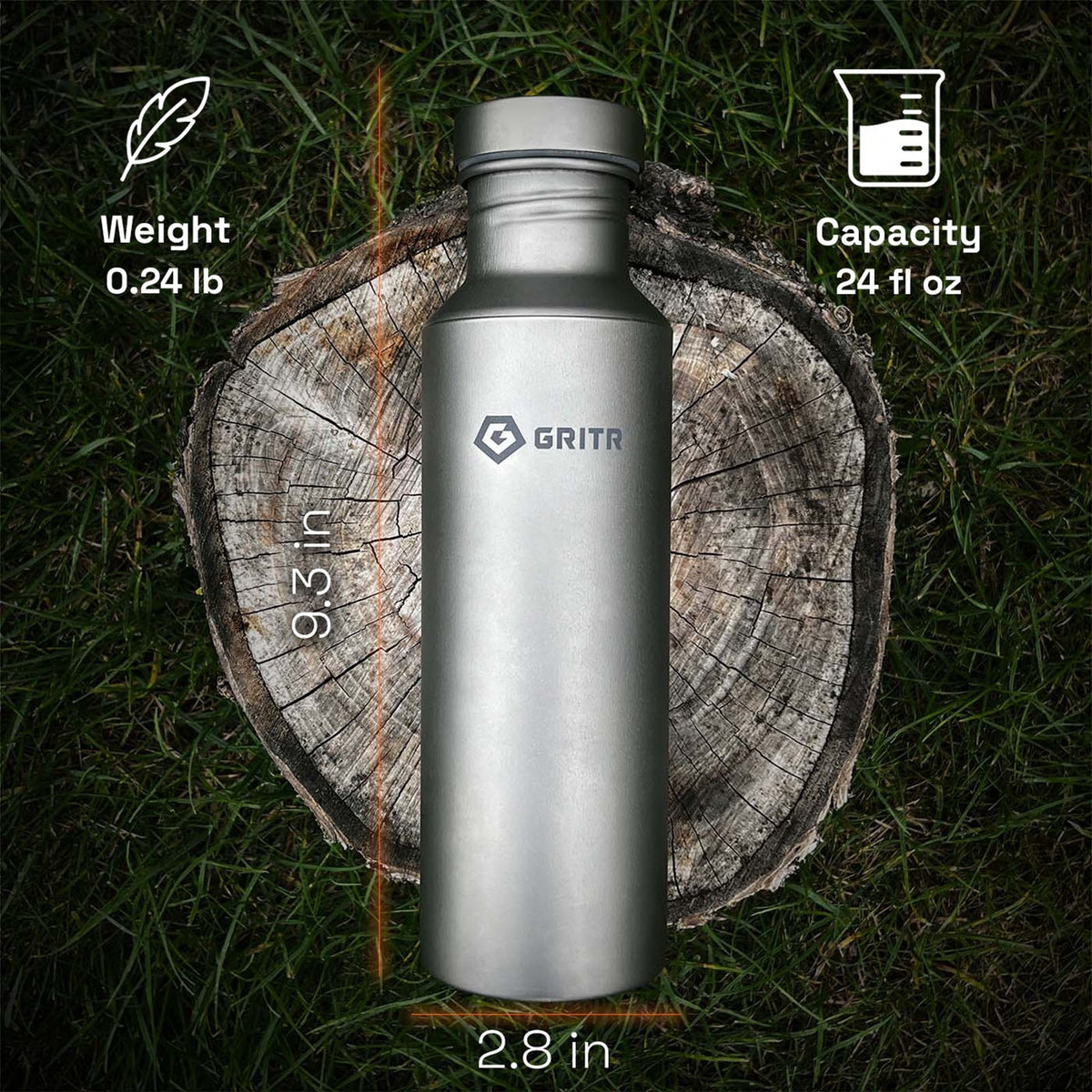 Titanium Reusable Water Bottle 24oz Leakproof Sport Hydration Bottle