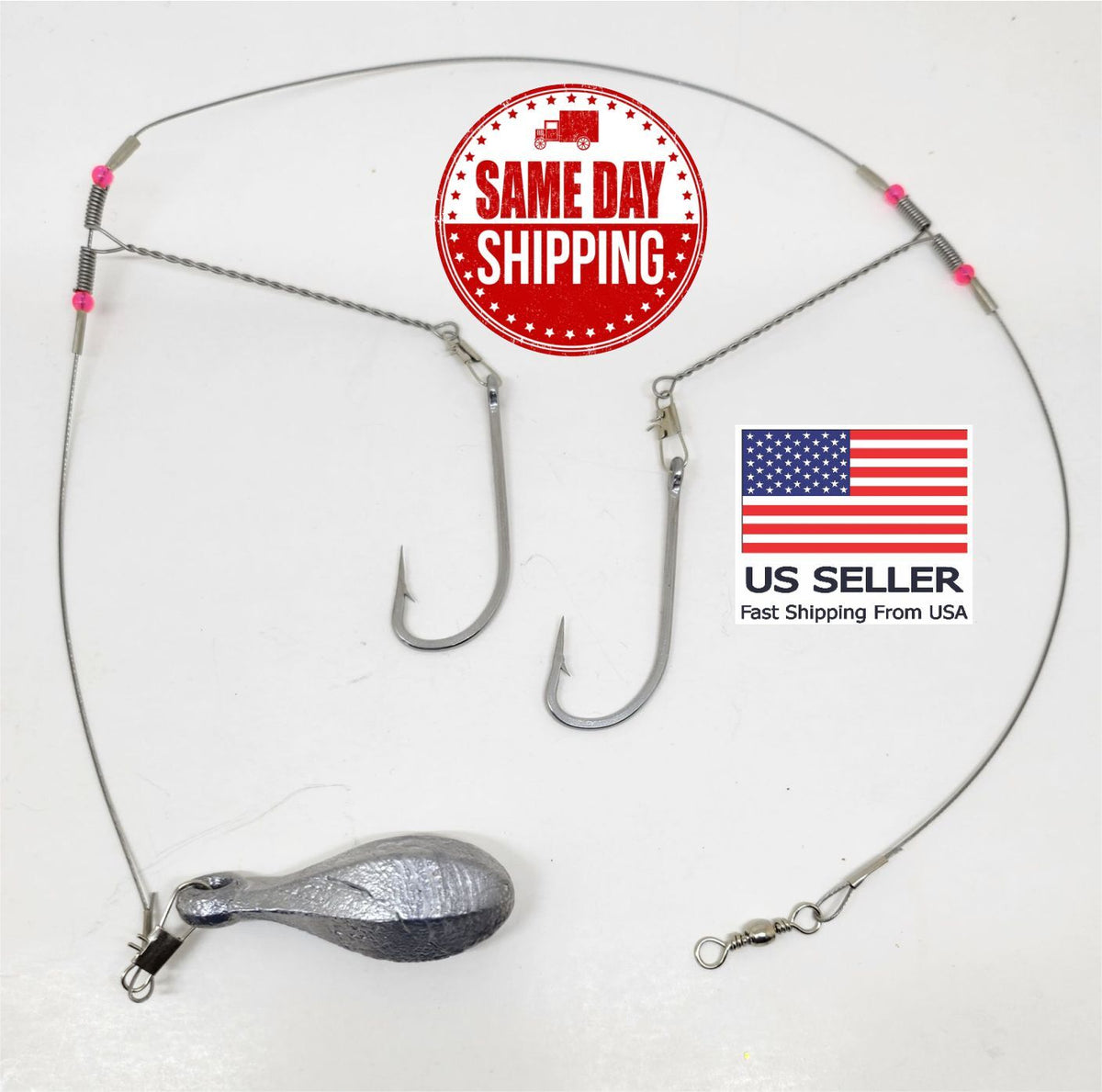 Stainless Steel Fishing Leader Set with Swivels, Hooks & Sinkers - Durable Saltwater Tackle