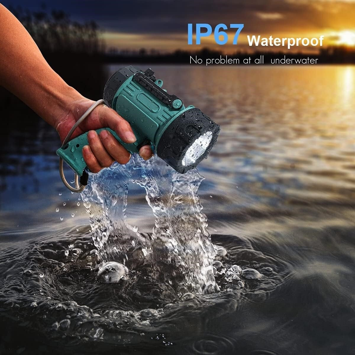 High Power Rechargeable LED Flashlight 200000 Lumens USB-C Battery