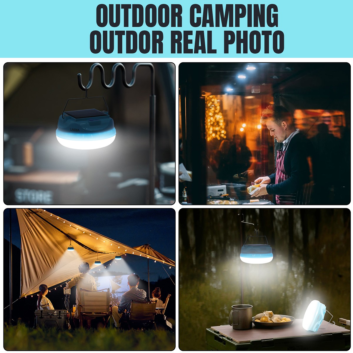 Rechargeable Camping Solar LED Lantern with Emergency Light