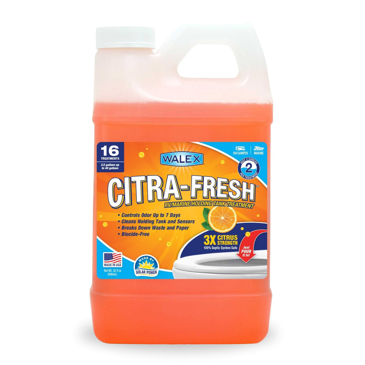 RV & Marine Holding Tank Deodorizer - Citrus Liquid Treatment for Black Tanks